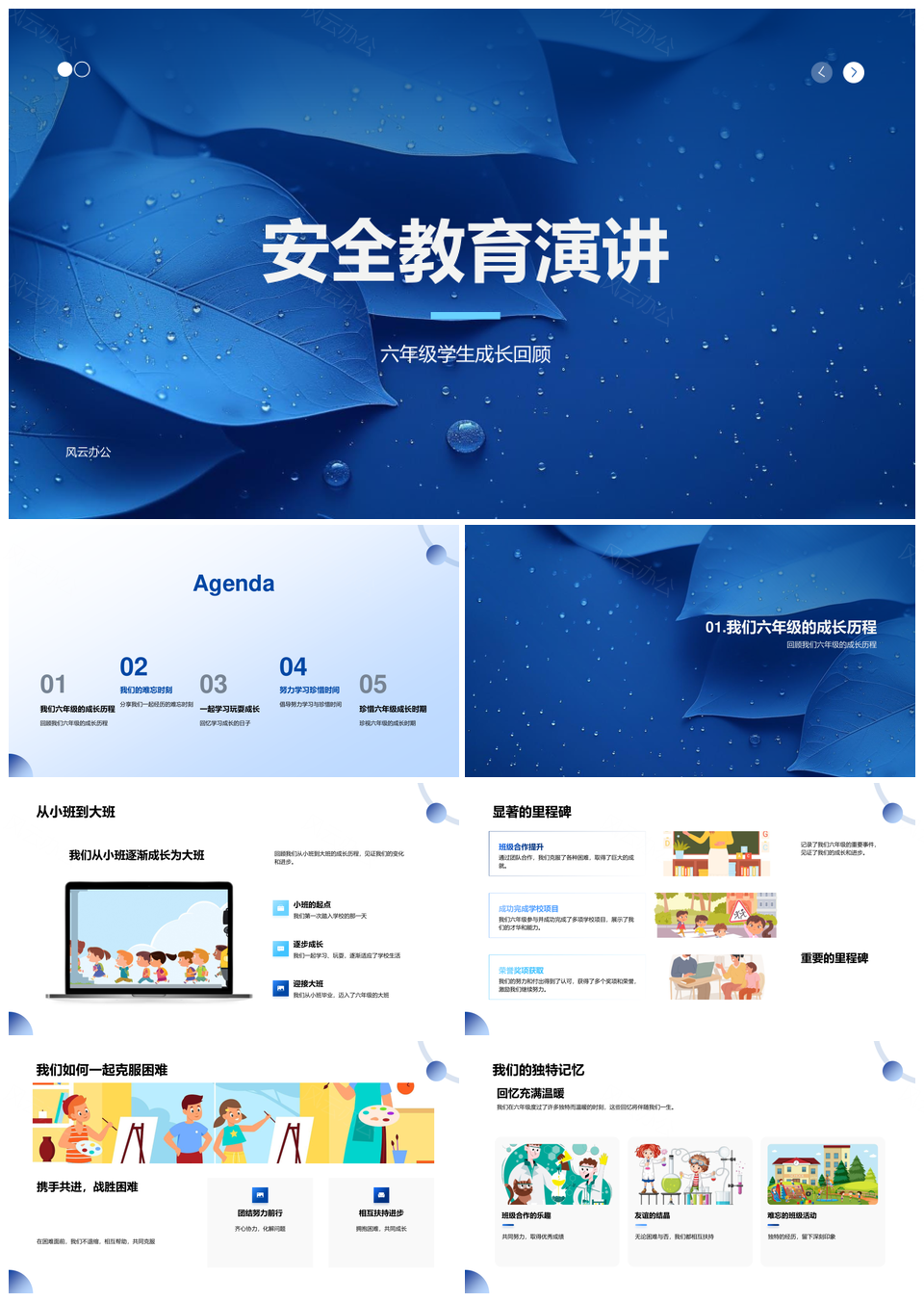 六年级安全教育师生共话成长管理时间克服困难PPT模板