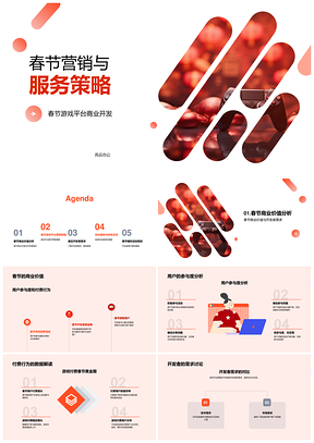 春节游戏平台商业开发服务策略PPT模板