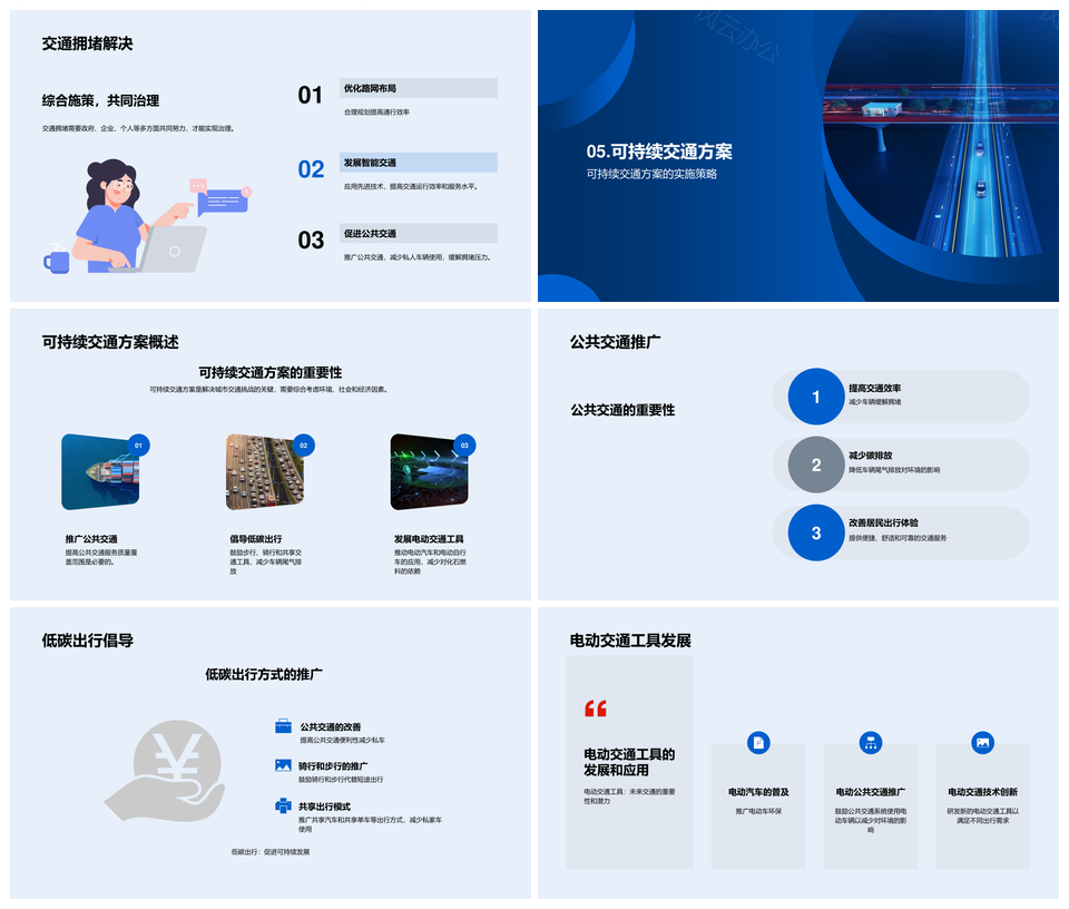 未来城市交通规划与汽车拥堵治理趋势PPT模板