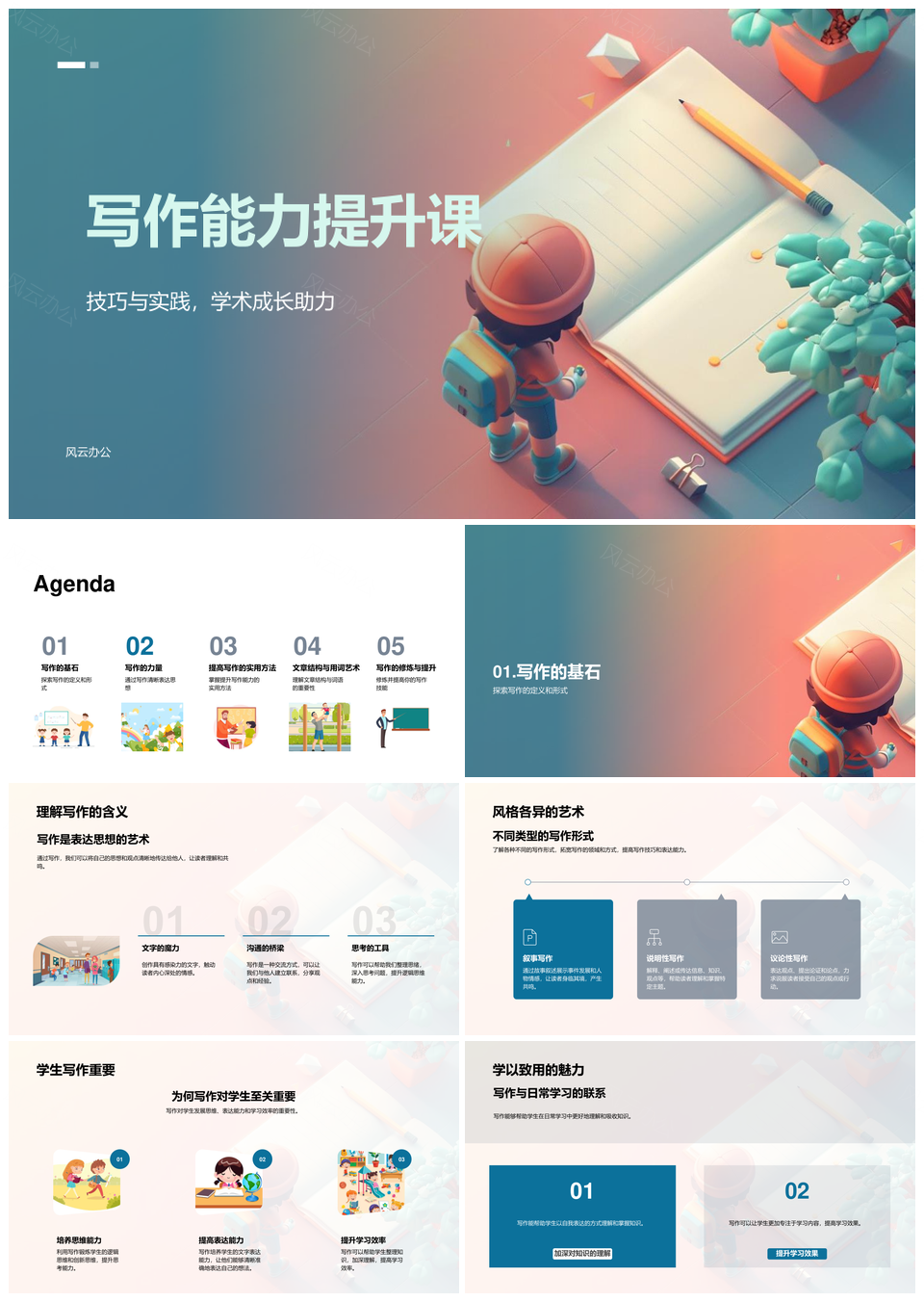 学生写作能力提升技巧实践方法学术成长案例PPT模板