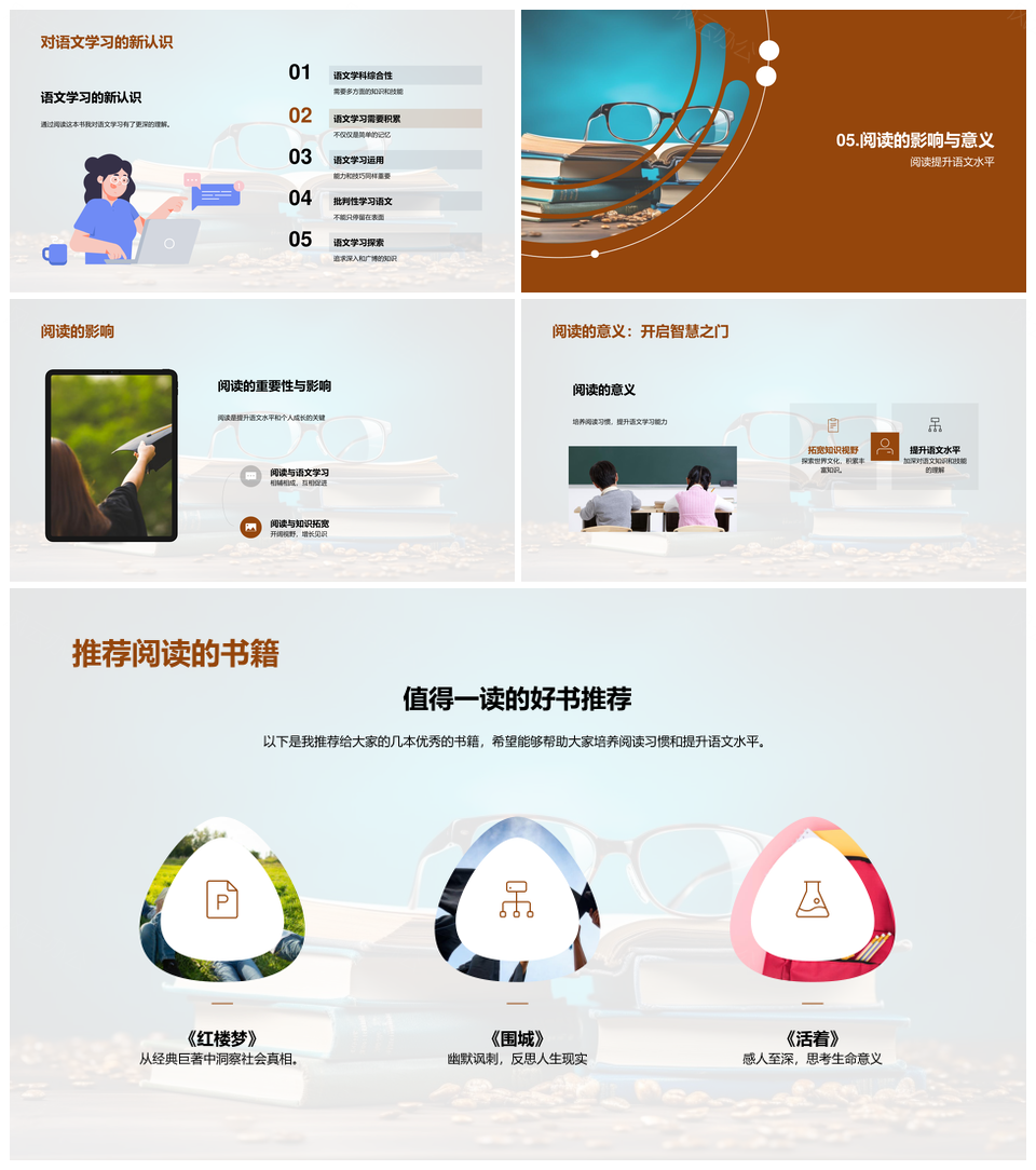 阅读强语文拓视野书卷促成长PPT模板