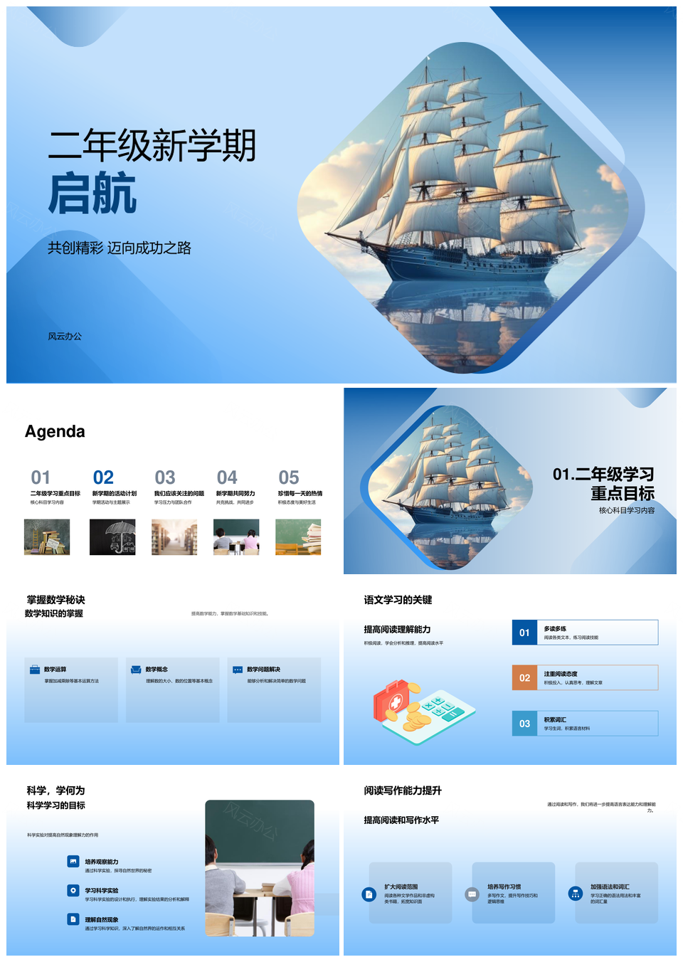 二年级启航核心科目读写技能活动协作学娱平衡PPT模板