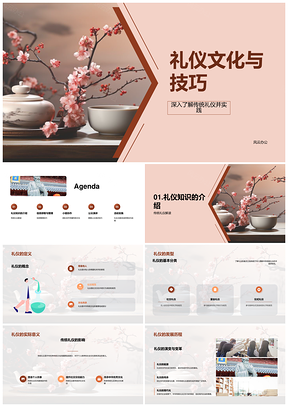 传统礼仪教育合作演讲卷轴技巧PPT模板