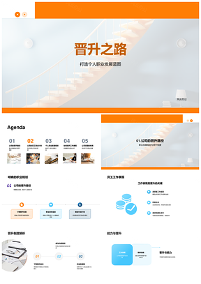 晋升阶梯职业蓝图与公司培训资源技能知识PPT模板