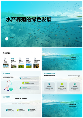 水产养殖绿色发展科技政策市场环保分析PPT模板