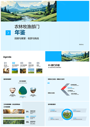 农林牧渔年鉴部门架构职责生产流程小麦田总结PPT模板