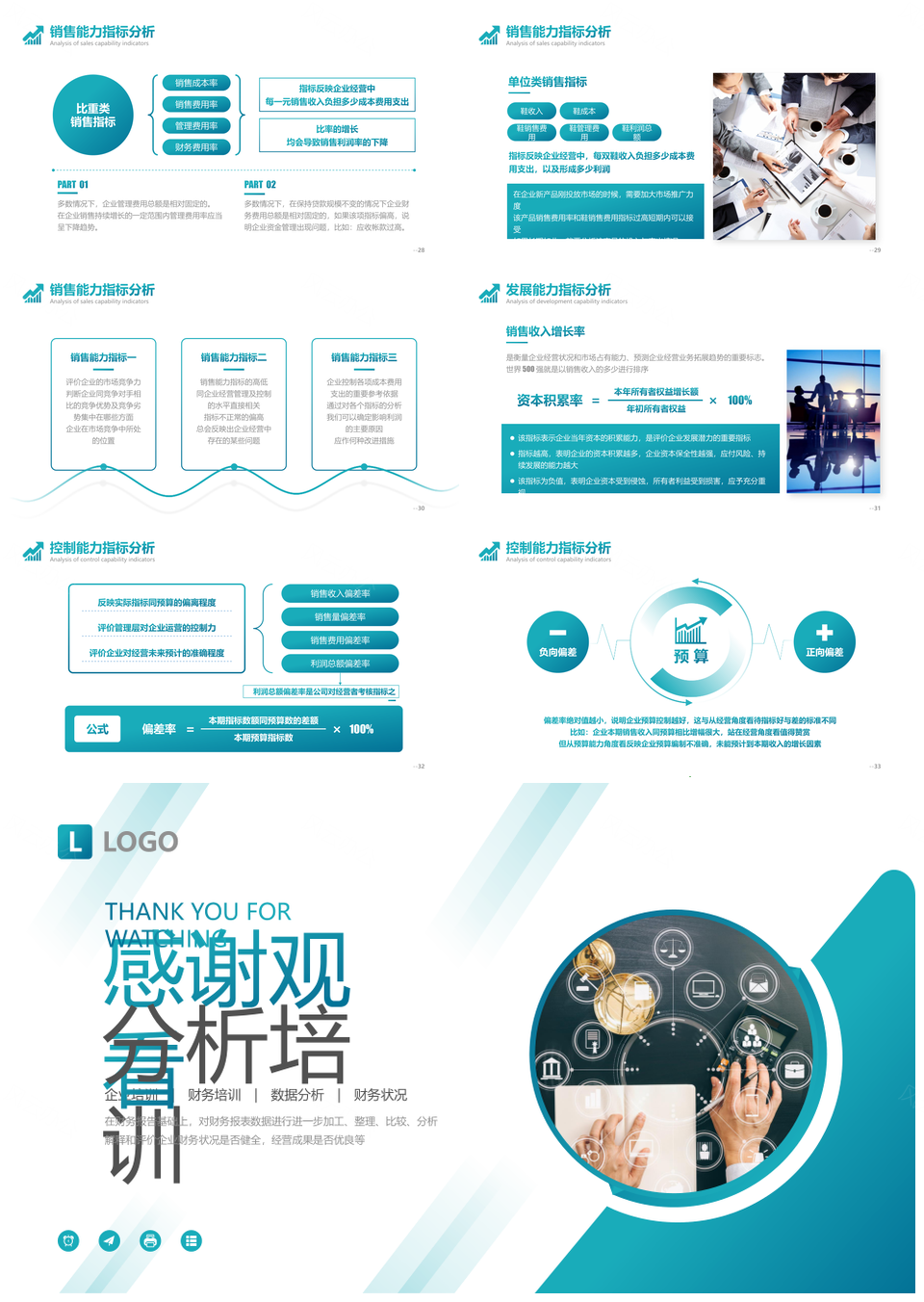 青绿渐变商务企业财务数据分析培训PPT模板