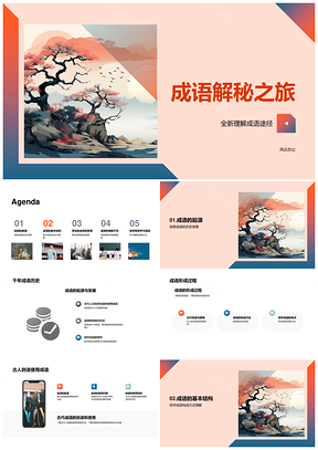 四字成语历史形成探秘提升语文素养古代卷轴PPT模板