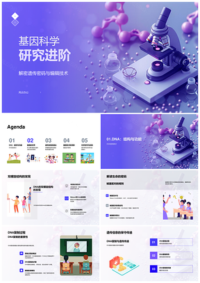 基因科学DNA遗传密码编辑与表达研究PPT模板