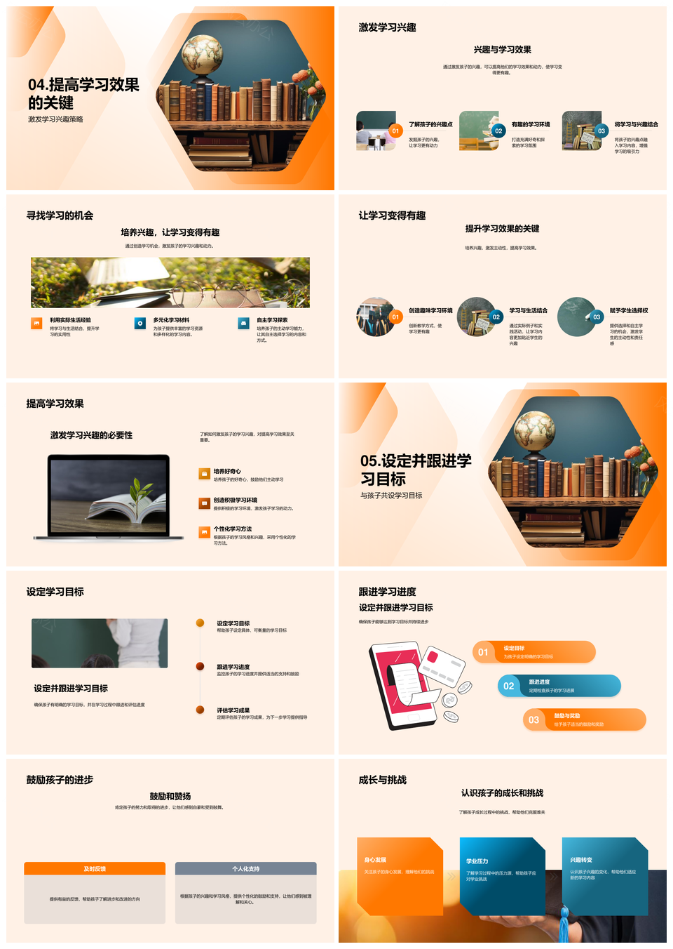 家长参与激发孩子学习兴趣认知目标PPT模板