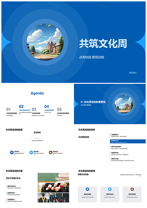 学生会文化周才艺学术艺术展评校建风采PPT模板