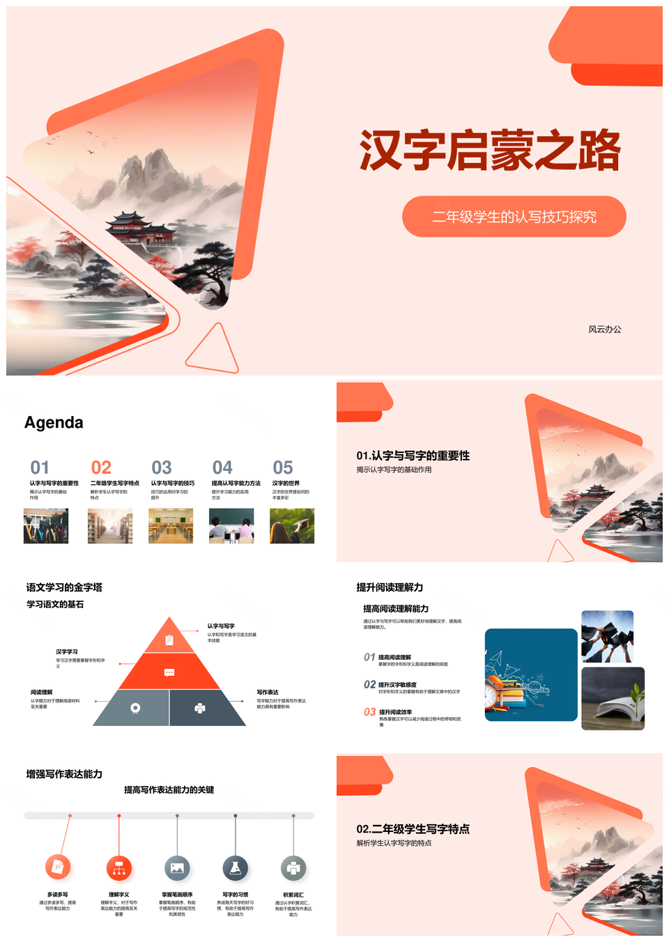 二年级汉字启蒙认写教育心理能力培养PPT模板