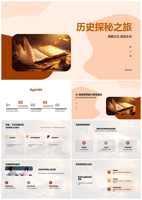 历史探秘古卷多面方法论PPT模板