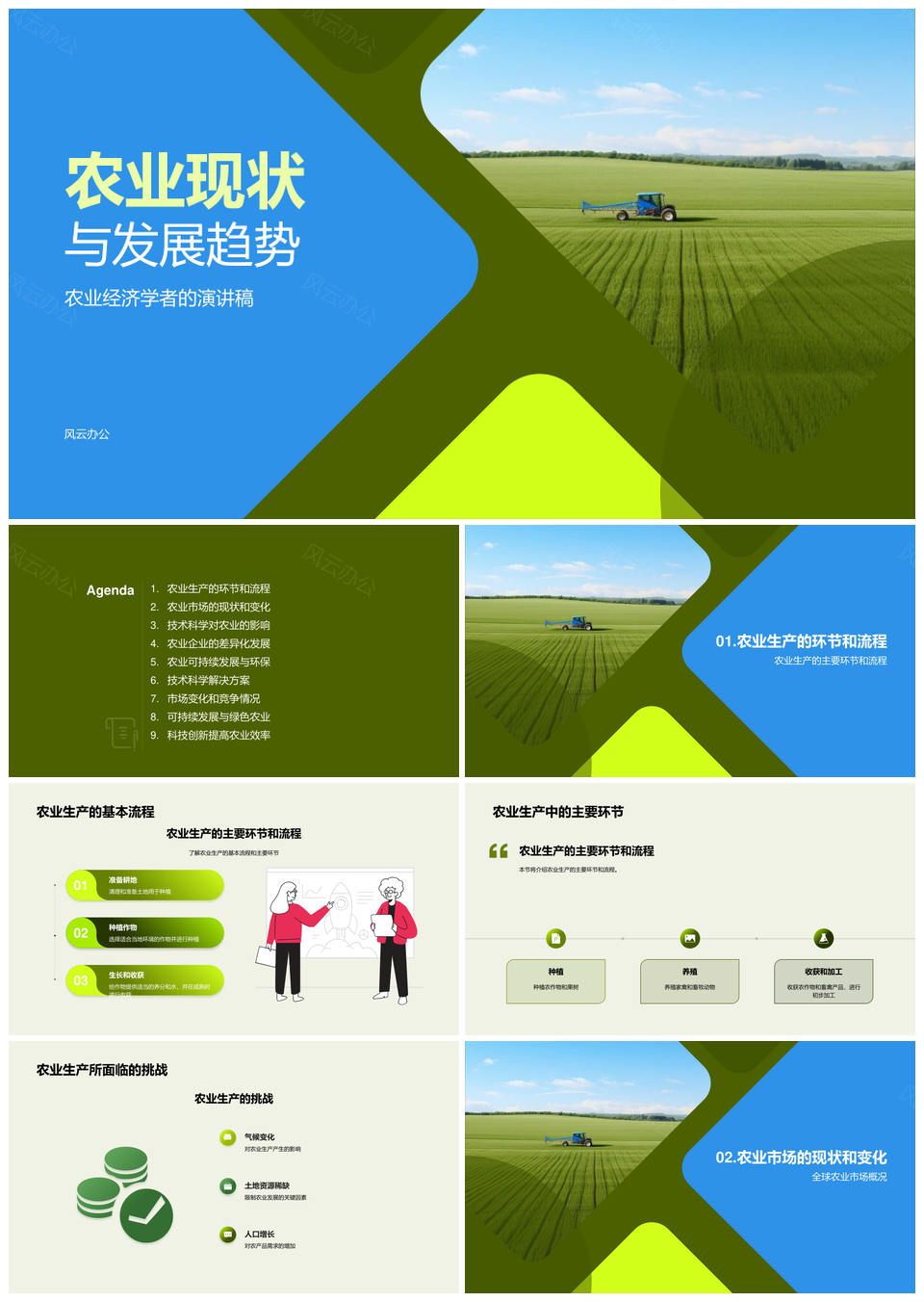 农业现状趋势与机械生产流程环节PPT模板