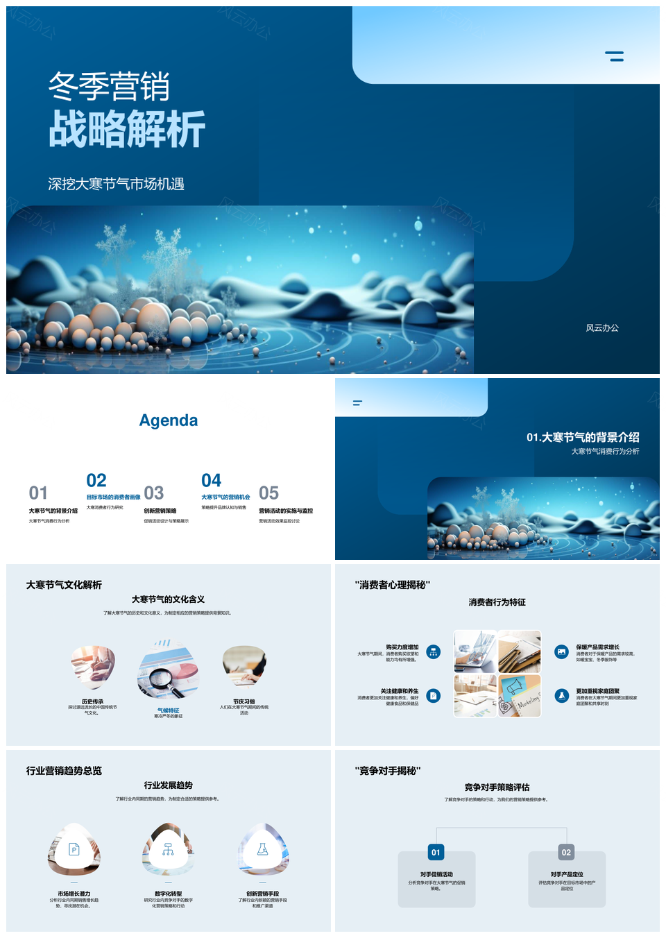 寒冬营销战略大寒消费趋势行业竞品产品创新雪花PPT模板