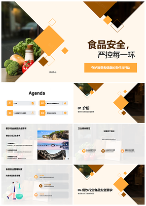 餐饮食品安全培训严控各环护健康PPT模板