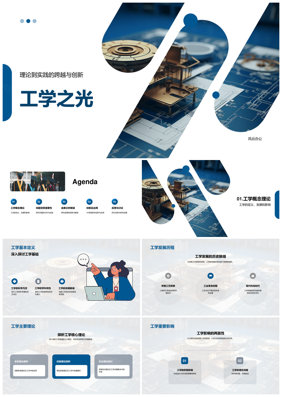 工学理论实践创新研究发展蓝图PPT模板