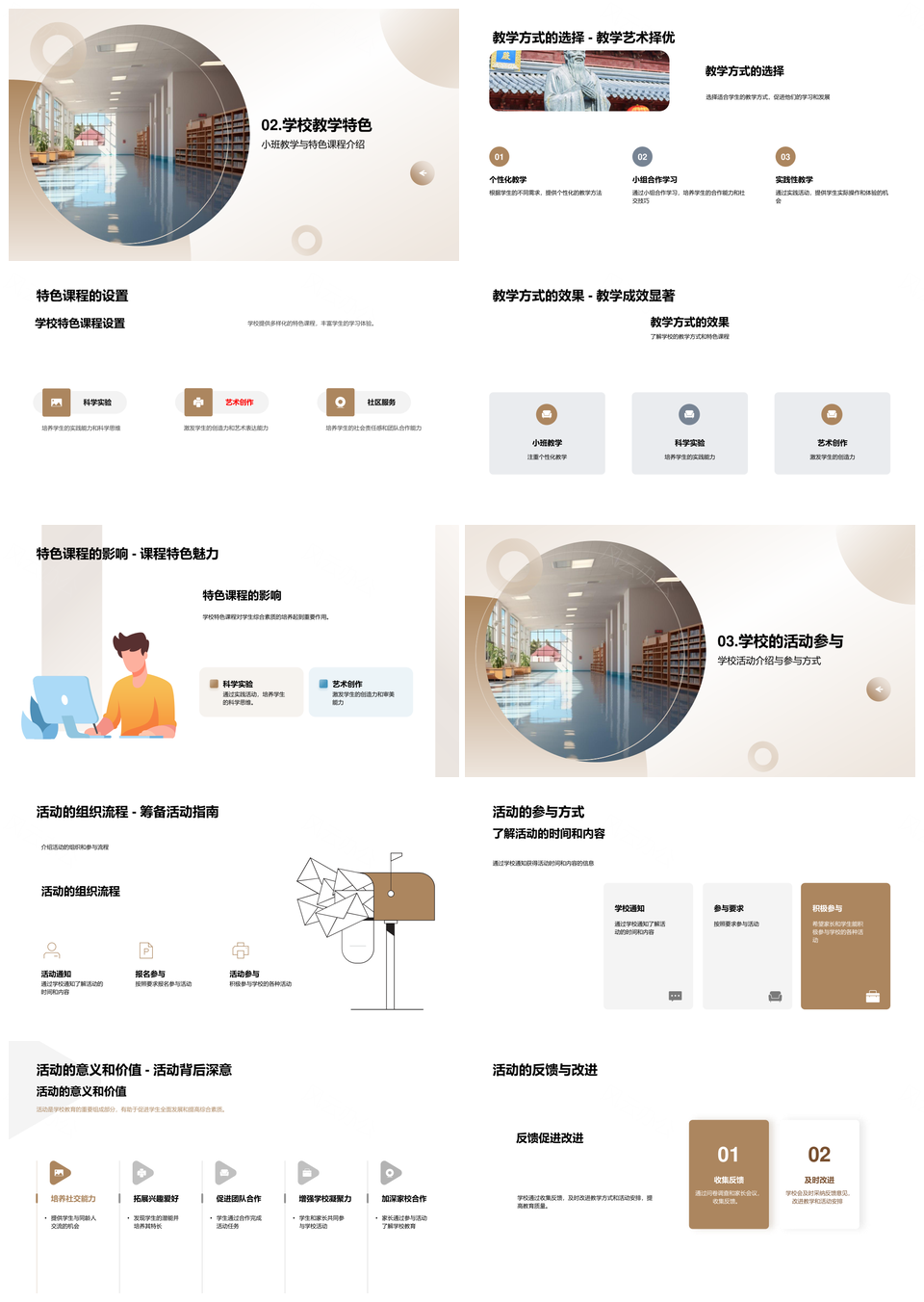 初一新生探校引导大会教育理念特色课程活动PPT模板