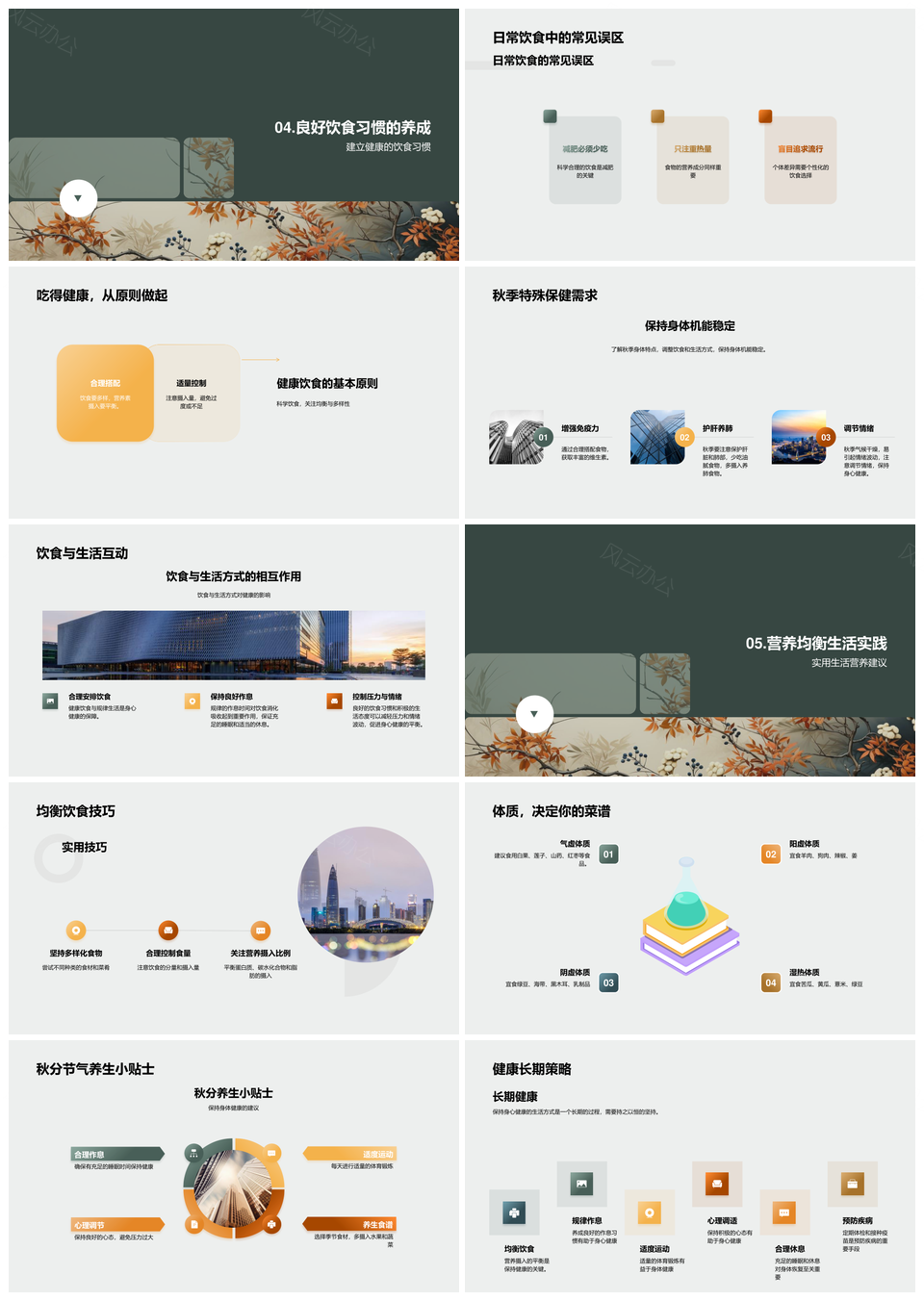 秋季中医润燥食疗养生营养均衡健康生活PPT模板
