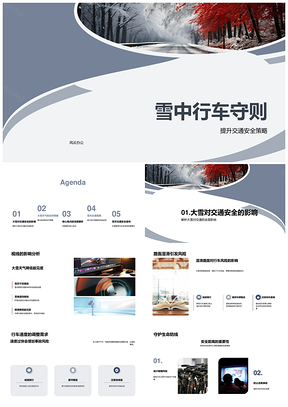 大雪天行车安全策略控速保距查车况PPT模板