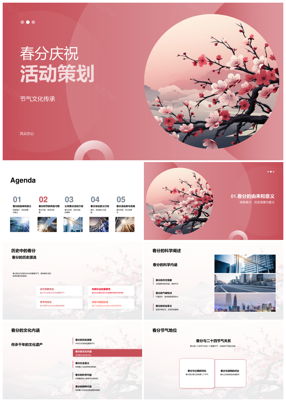 春分樱花树节气文化传承活动PPT模板