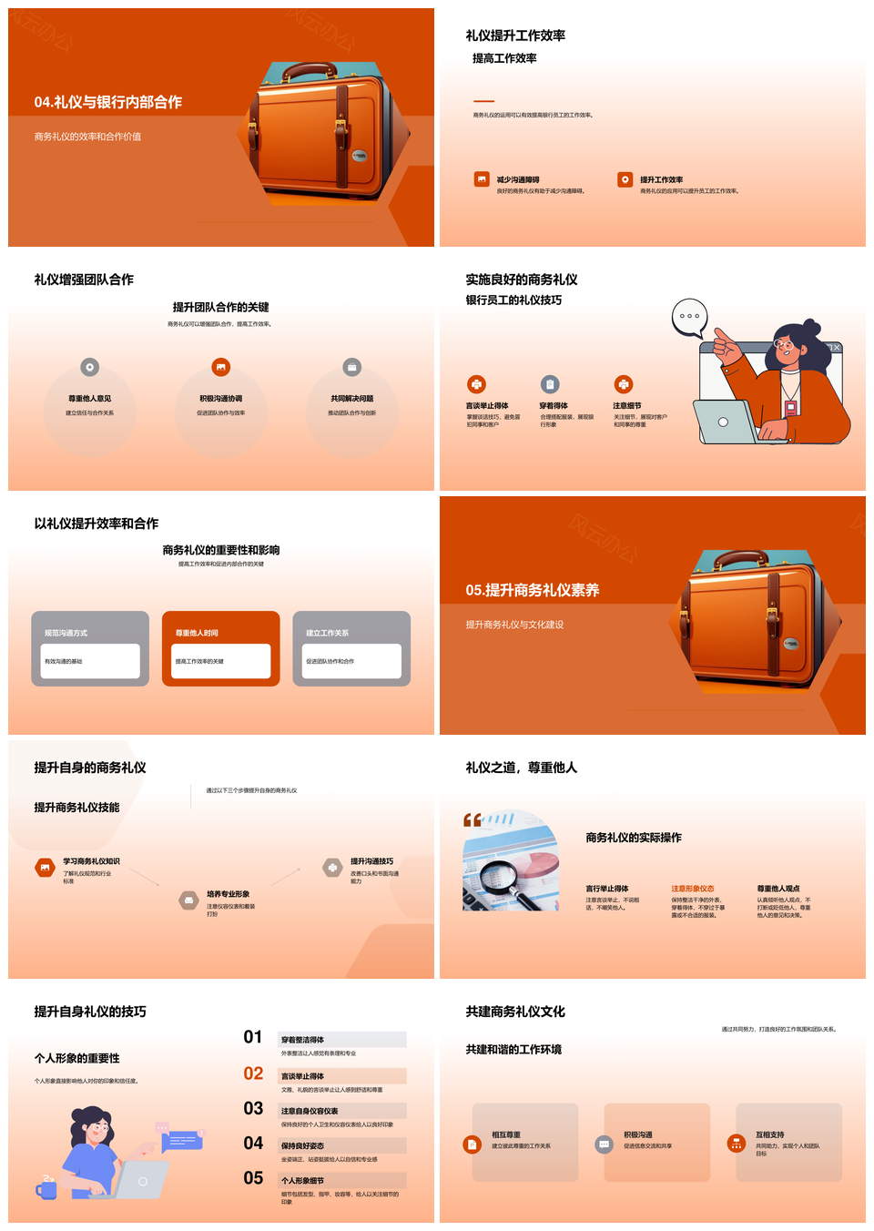 银行员工商务礼仪团队协作培训提效增满意PPT模板