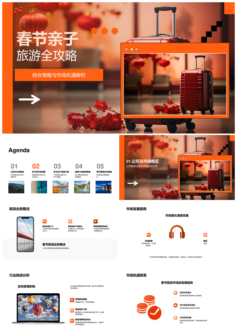 春节亲子游户外城市主题公园灯笼产品趋势攻略PPT模板