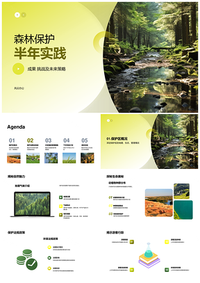 森林保护半年实践成果挑战未来策略PPT模板