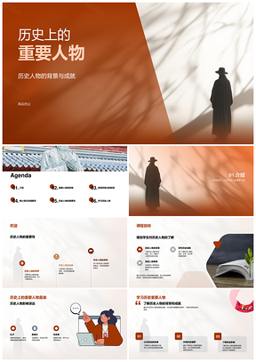 历史人物背景思想成就及后世影响PPT模板