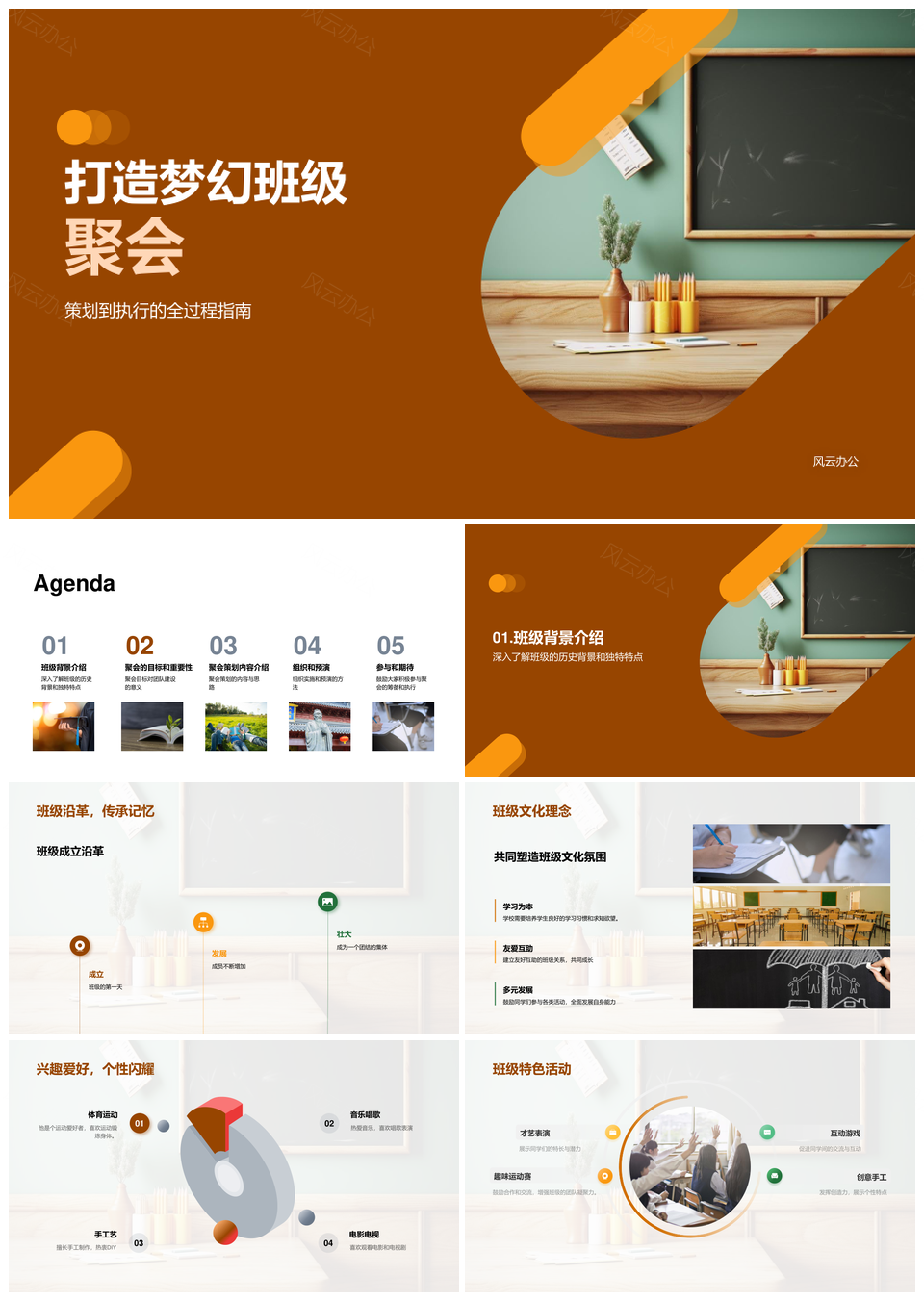 梦幻班聚策划执行活动流程主题饮食教室凝聚同学情谊PPT模板
