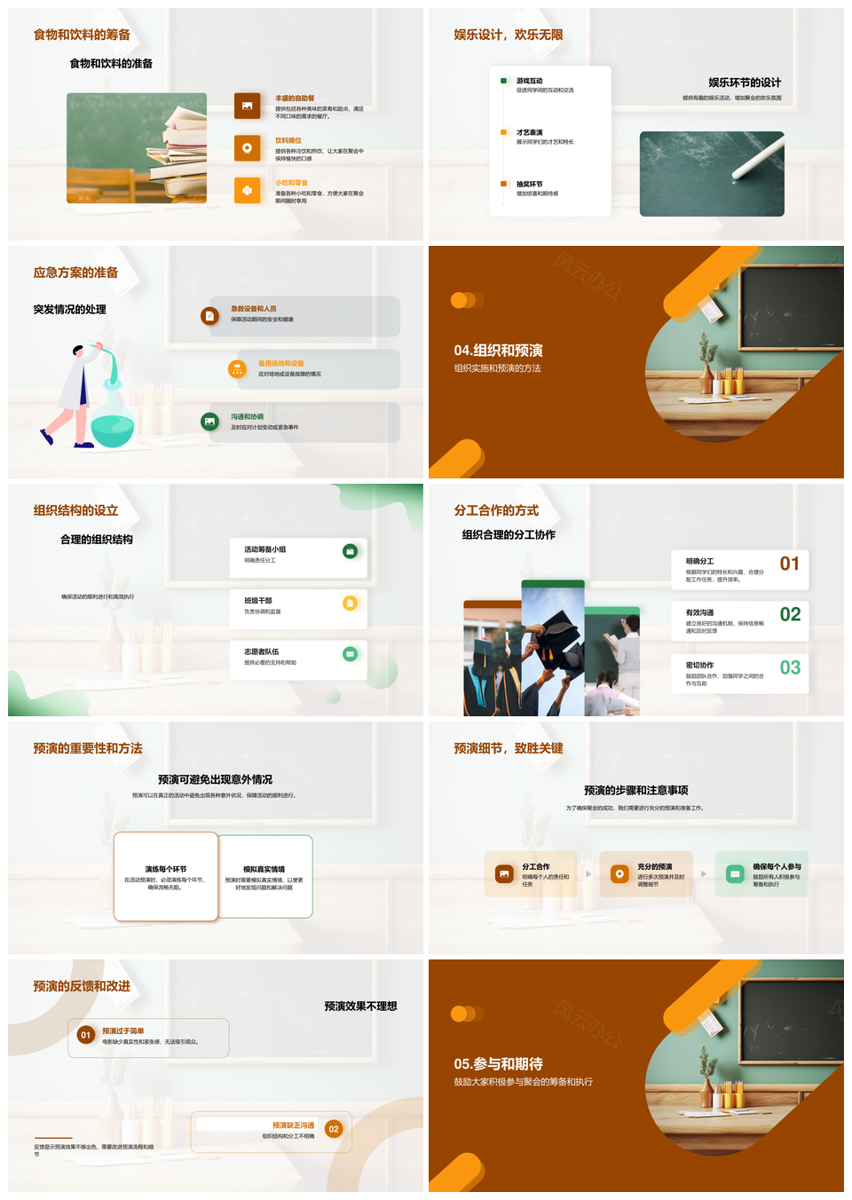 梦幻班聚策划执行活动流程主题饮食教室凝聚同学情谊PPT模板