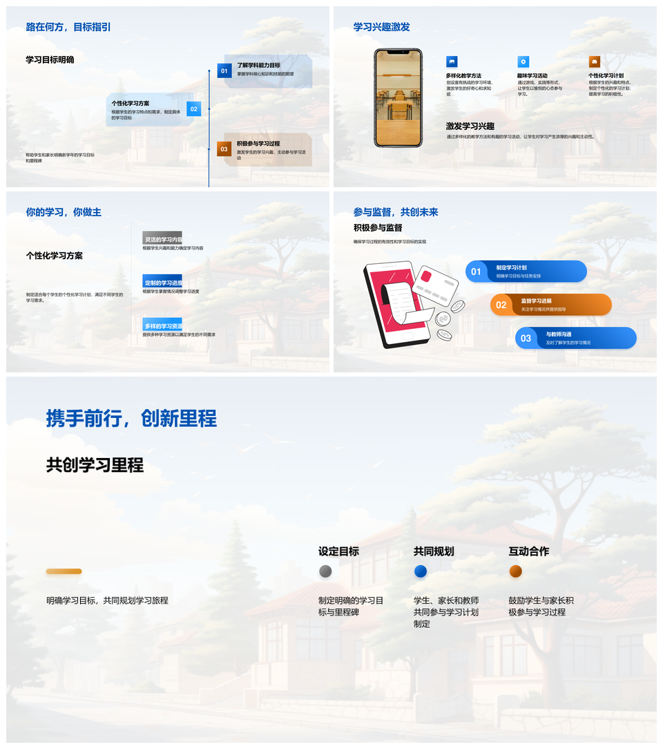 三年级家校共育成长路径课程能力习惯个性计划校园PPT模板