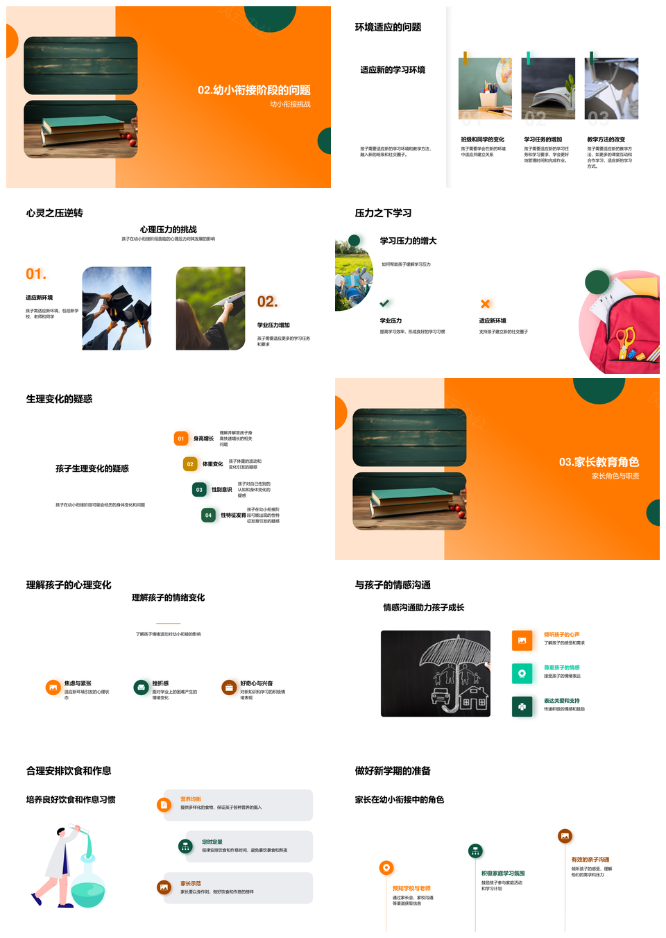 幼小衔接家长促健康调作息减压力适环境PPT模板