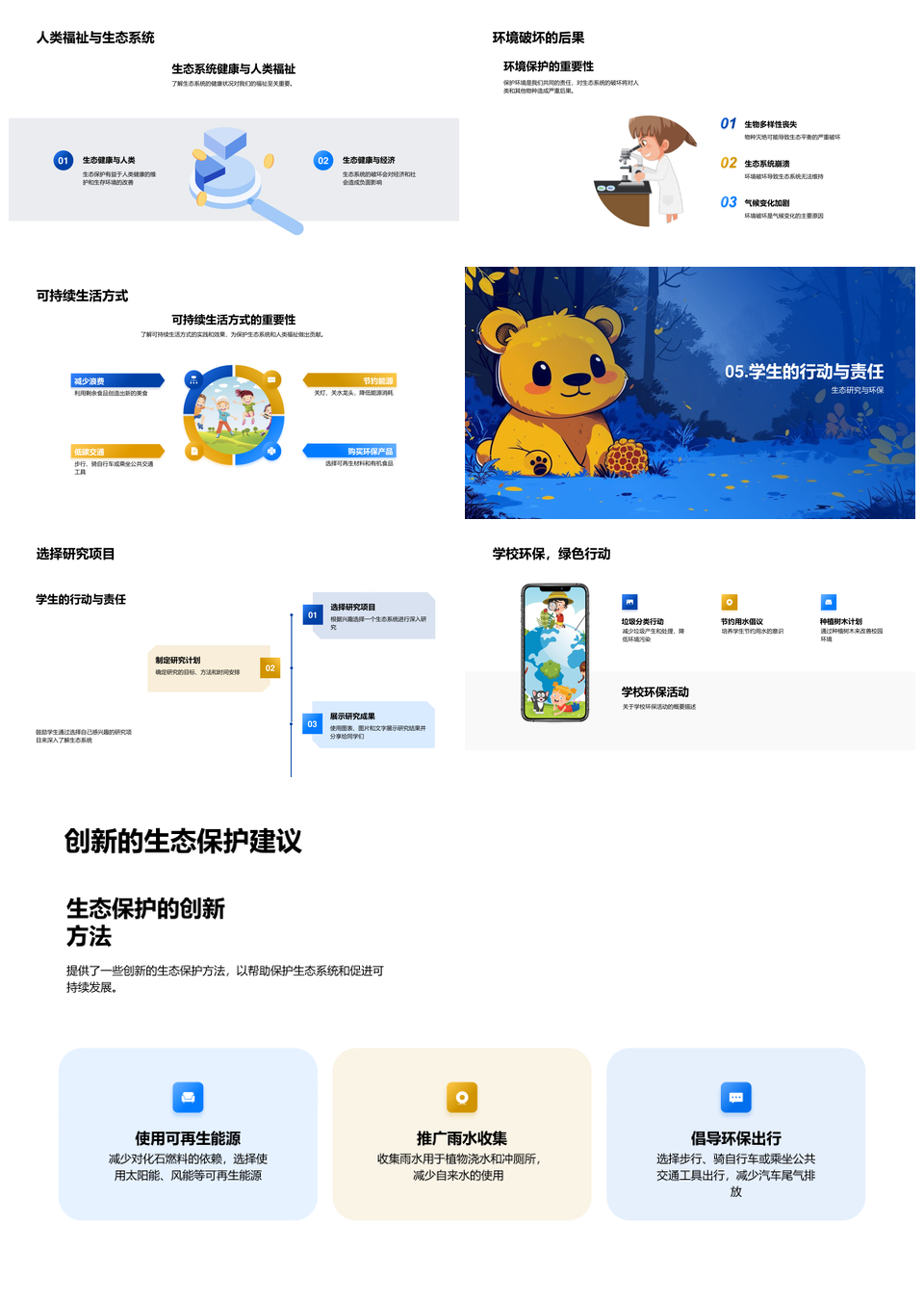 生态系统生物多样性食物链气候变化服务健康解析PPT模板