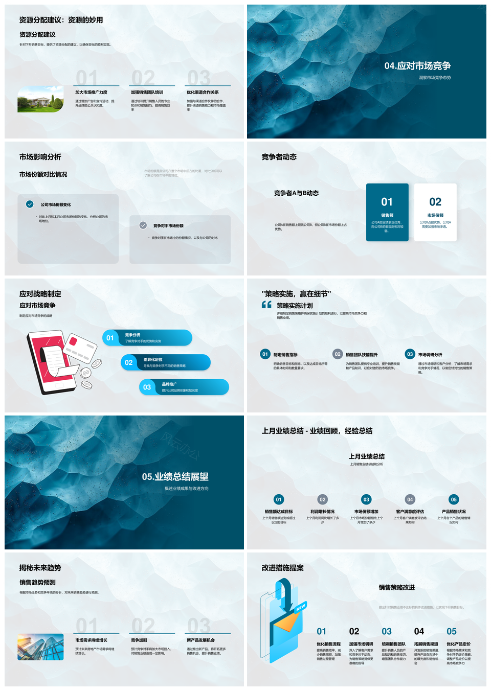 销售月报策略分析财务数据市场竞争目标业绩行业走势PPT模板