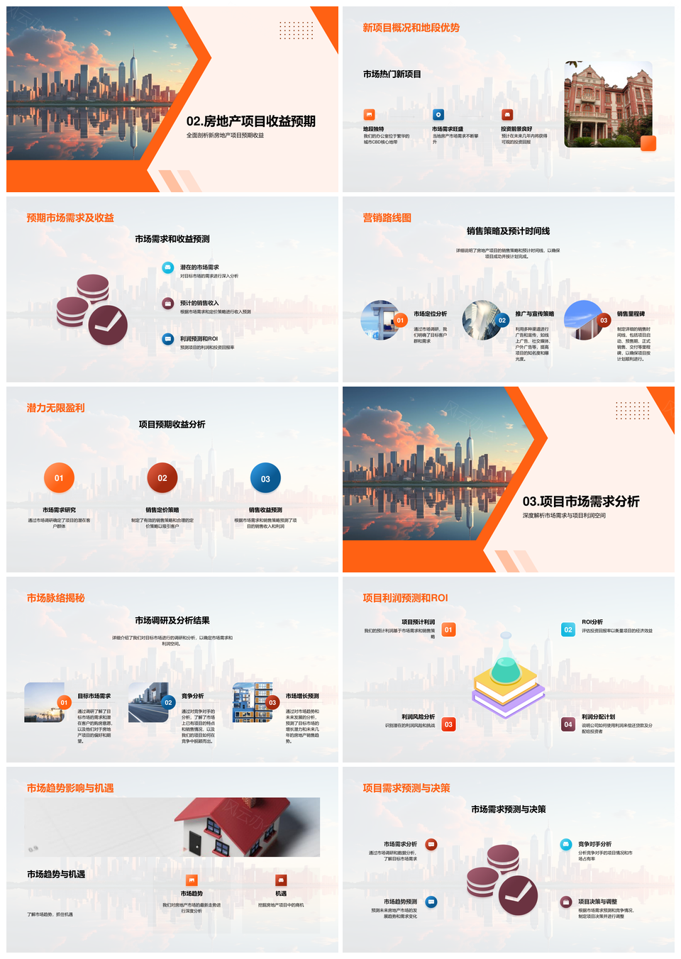 房产融资信用市场风险营销投资多元摩天大楼PPT模板