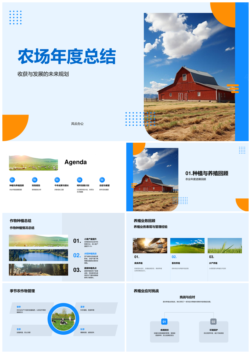 农场年度种养成果财务增长科技投报麦田展望PPT模板