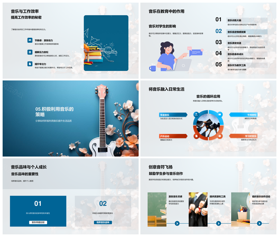 音乐心灵共鸣疗愈创艺启思情抒PPT模板