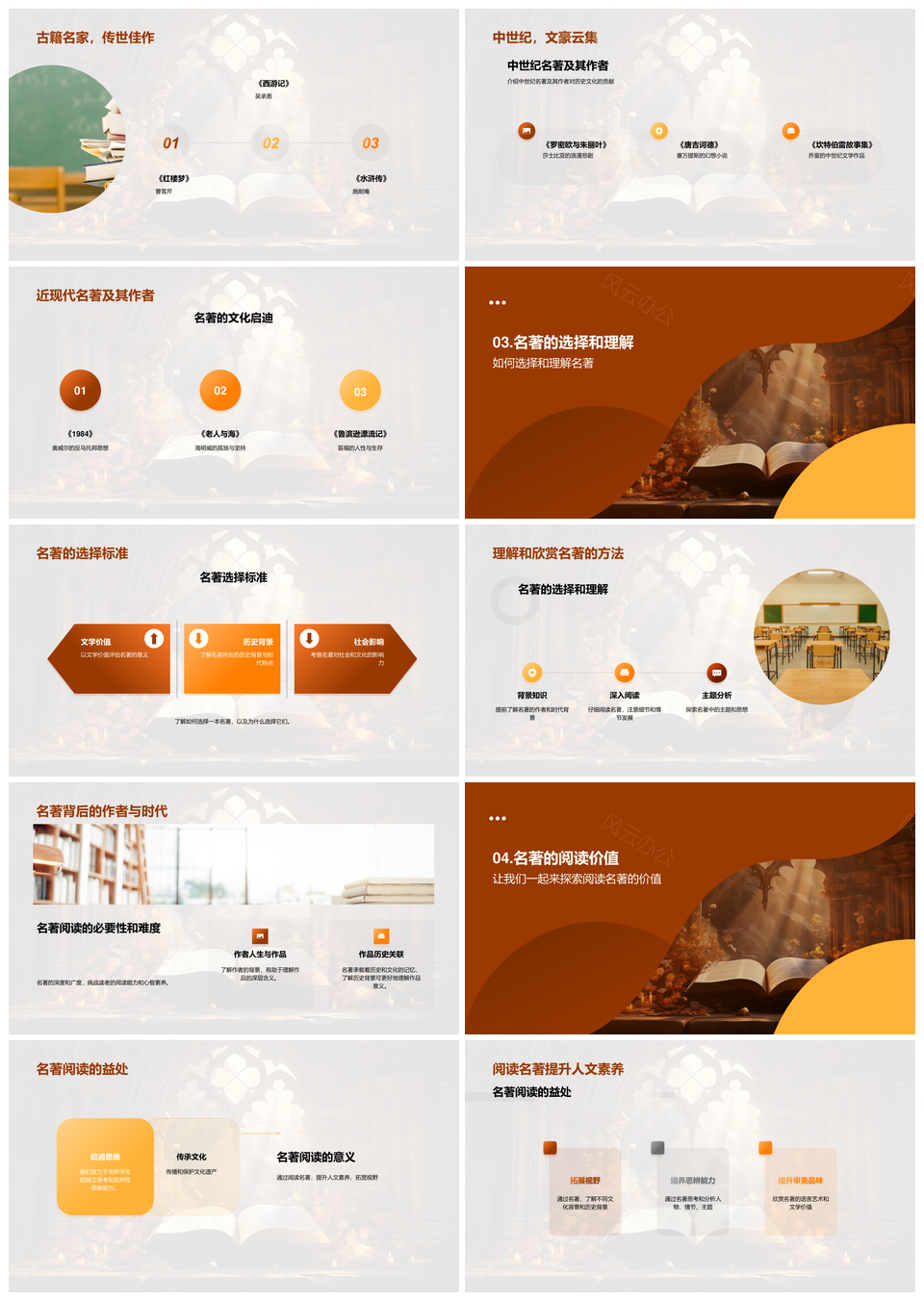 文学名著名家跨代启智历史传承PPT模板