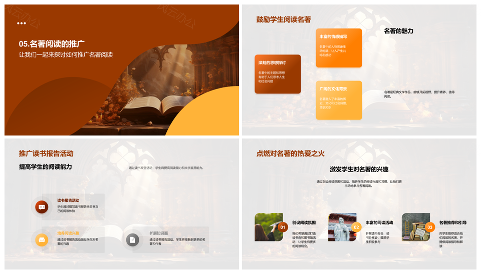 文学名著名家跨代启智历史传承PPT模板