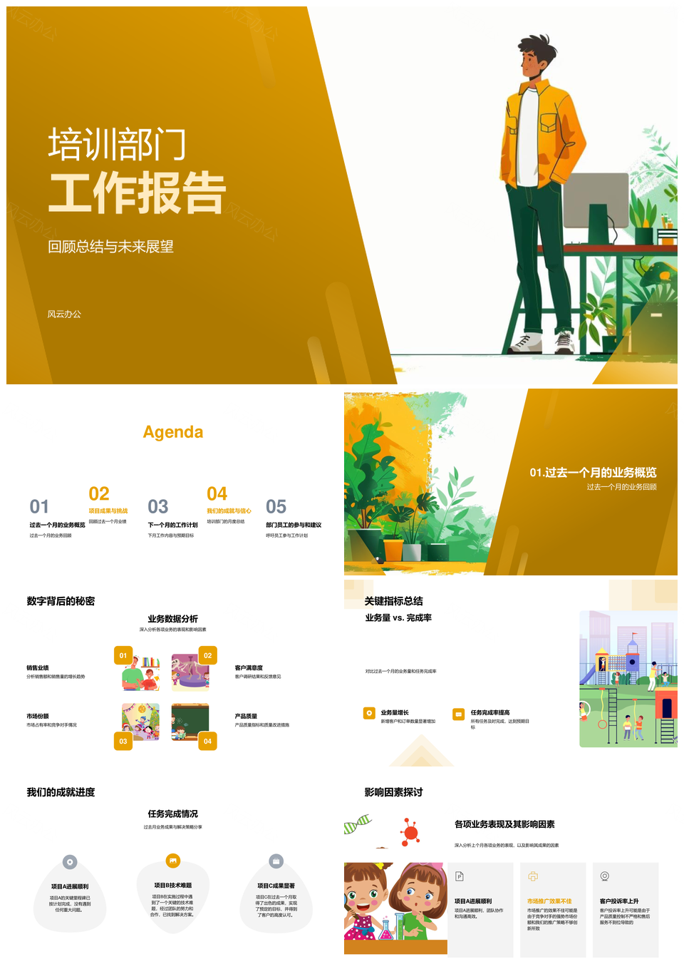 培训部门工作报告业务数据关键指标任务成果挑战策略计划PPT模板