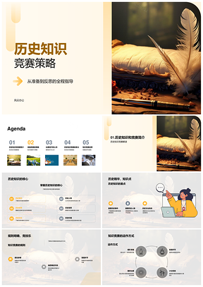 历史竞赛关联图像记忆卷轴策略PPT模板