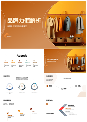 品牌力值解析起源发展设计灵感时尚服装项目服务理念PPT模板