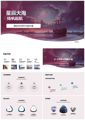 星辰大海职业规划启航简历实习学术PPT模板