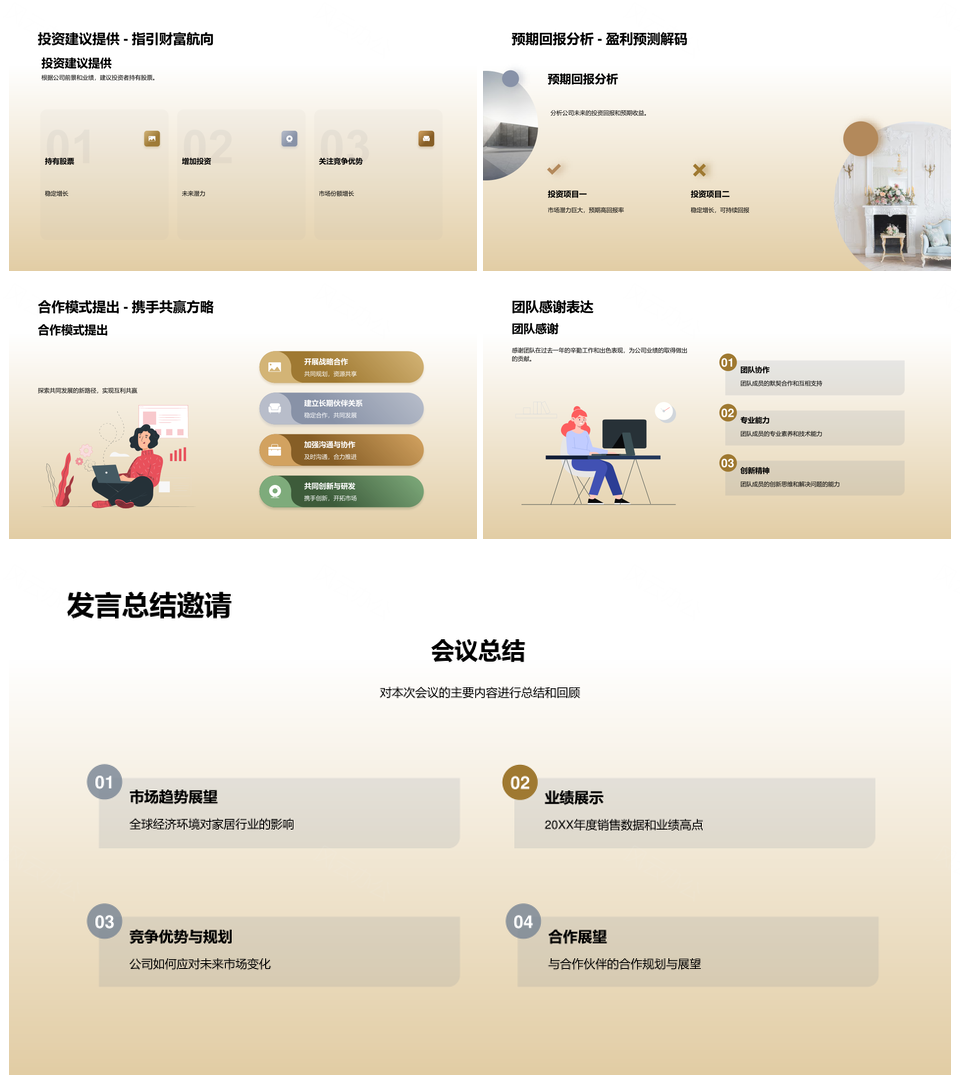 家居市场业绩战略经济环境业务模式竞争力销售利润图表PPT模板