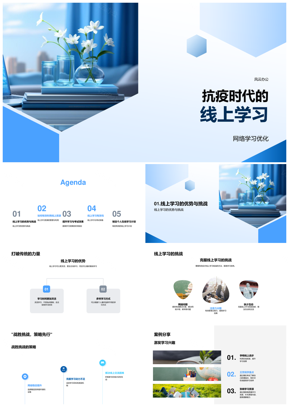抗疫时代初二线上学习优化模拟考试效果PPT模板