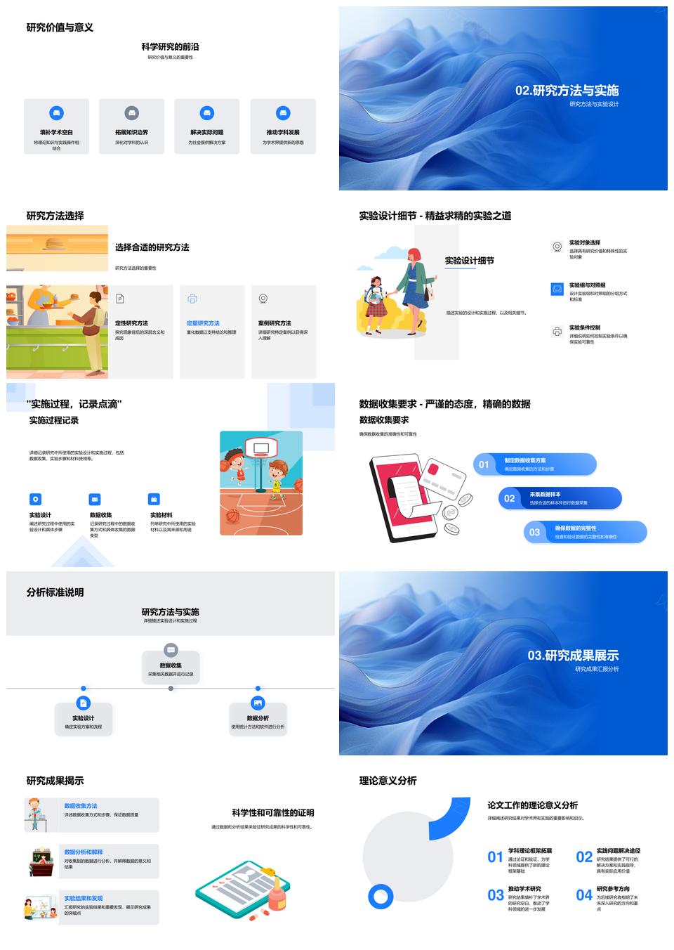 博士论文研究主题理论框架与实验方法成果PPT模板