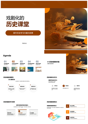 历史戏剧教学演绎事件提升记忆效果PPT模板