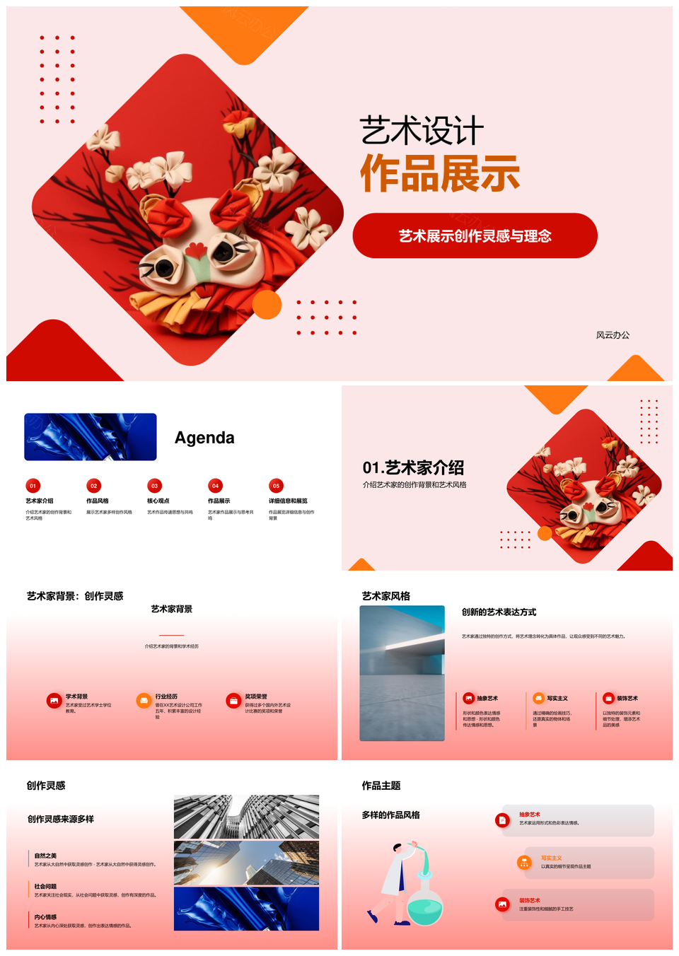 艺术家创作灵感抽象艺术风格作品展示PPT模板