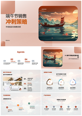 端午龙舟销售冲刺市场趋势竞争优势突围PPT模板